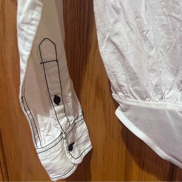 Free People Power Move Bodysuit Top White with Black Contrast Stitching Size XS - Picture 11 of 16